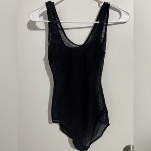 American Apparel Black Geo Lace Bodysuit